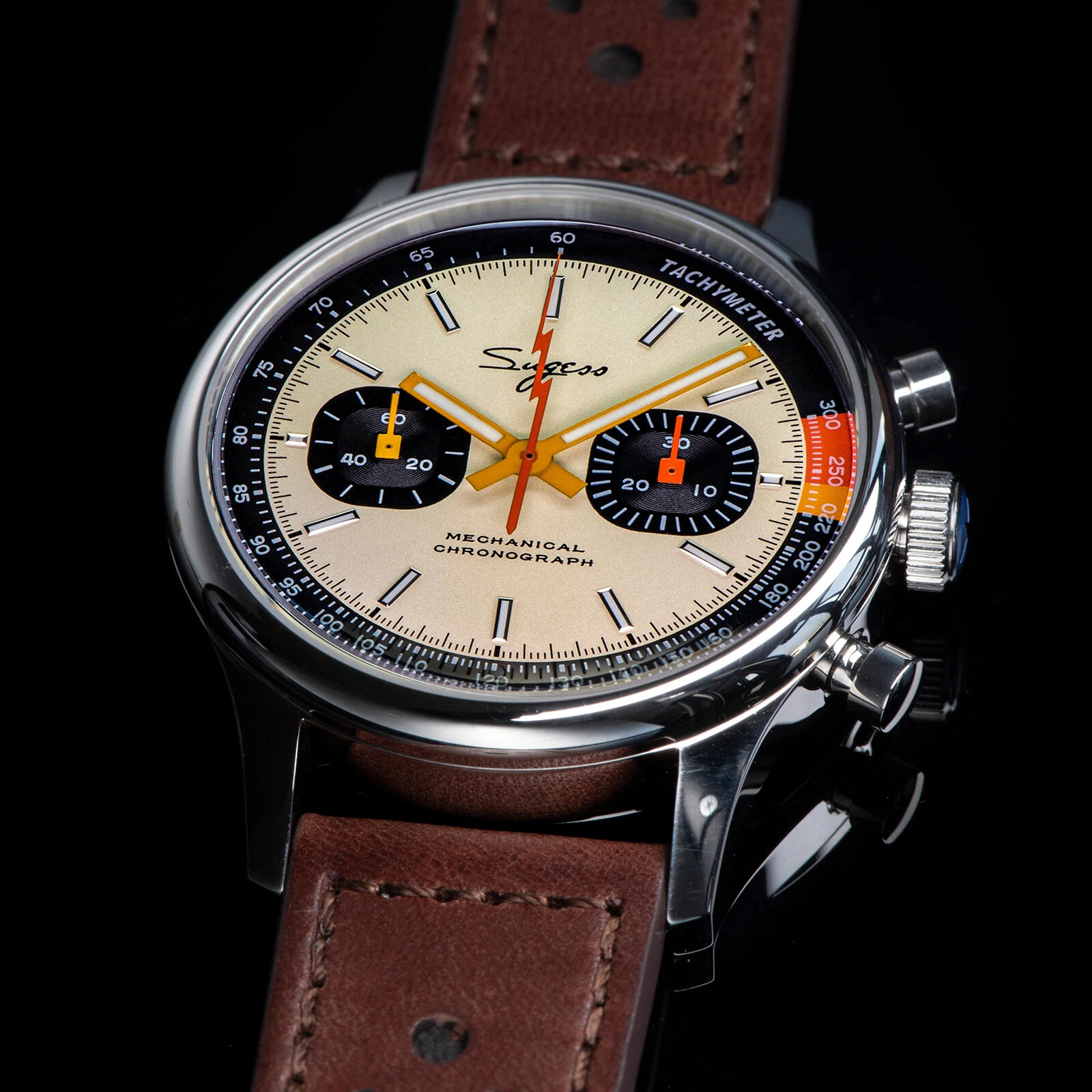 New Seiko SEAGULL 1963 Sugess SWAN NECK Exhibition Chrono Mens Watch Luminous