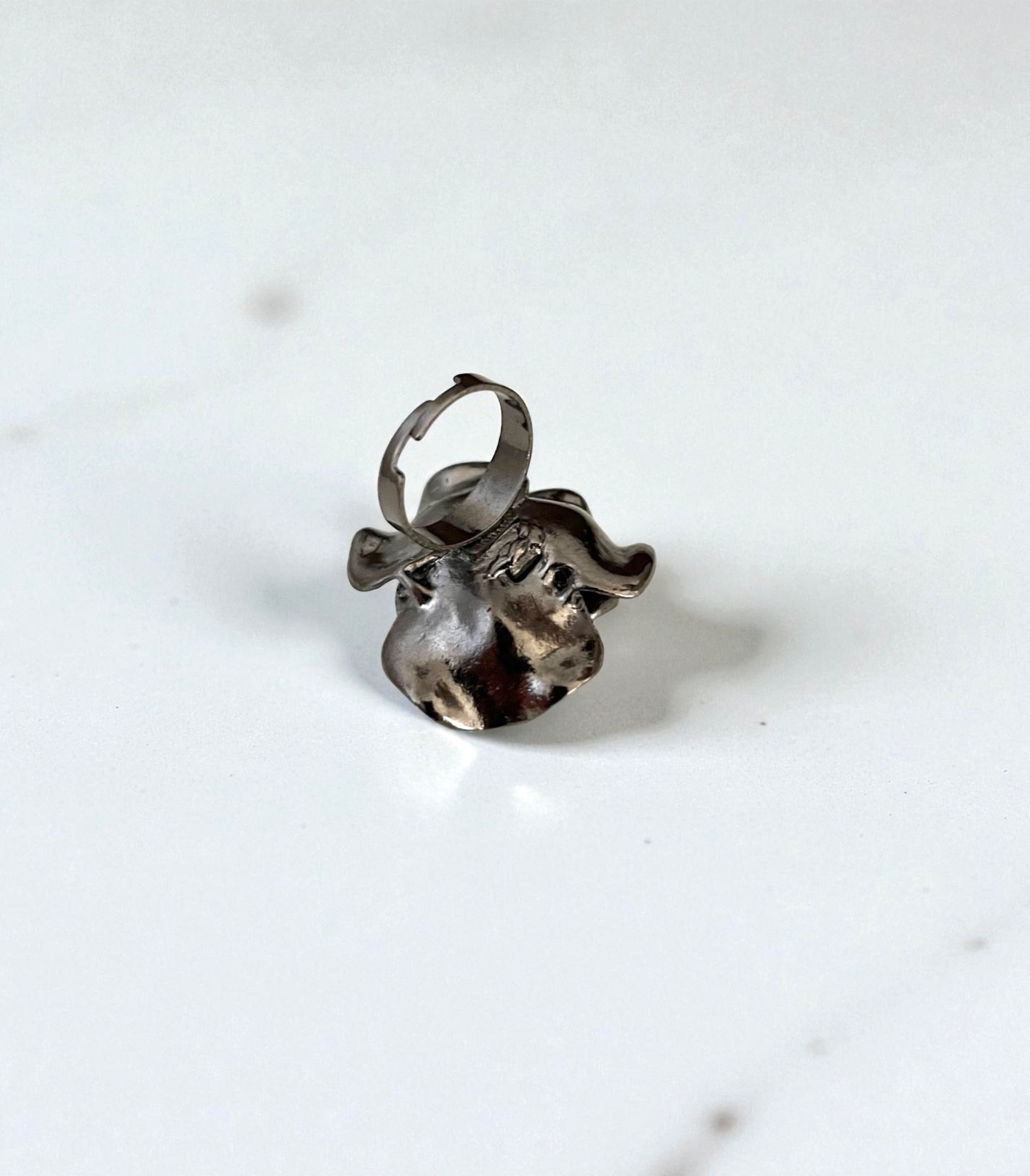 1.5/8” Diameter Black Rose Flower Casual Fun Statement Goth Punk Ring