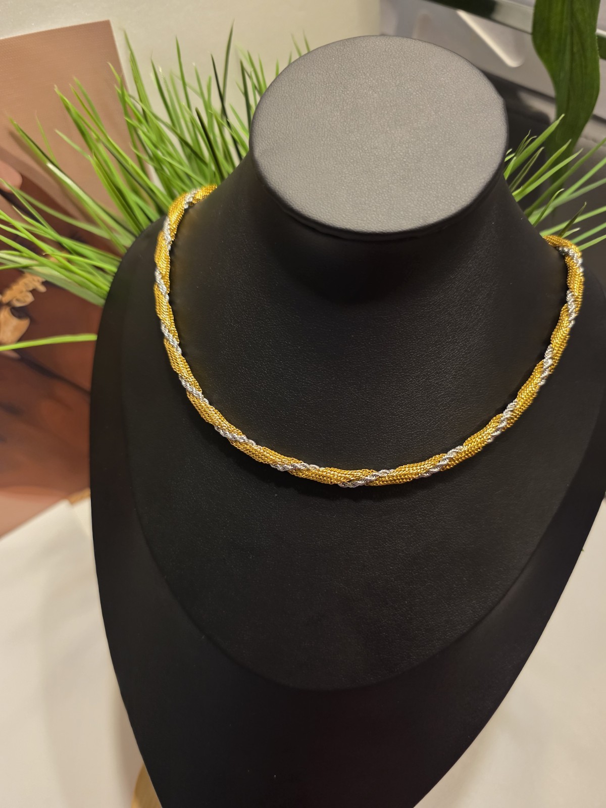 Gold & Silver Tone Metal Rope Chain Necklace, Lobster Clasp, No Stone