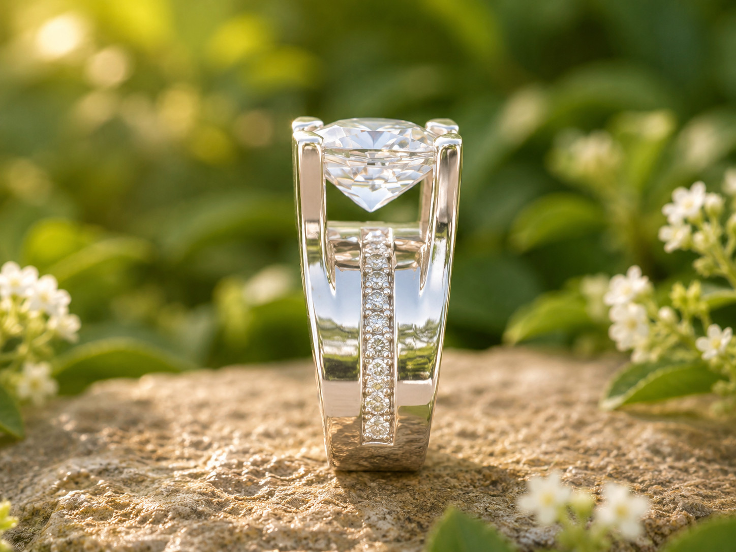 2Ct Lab Created Diamond Solitaire Engagement Ring 14K White Gold Plated Silver