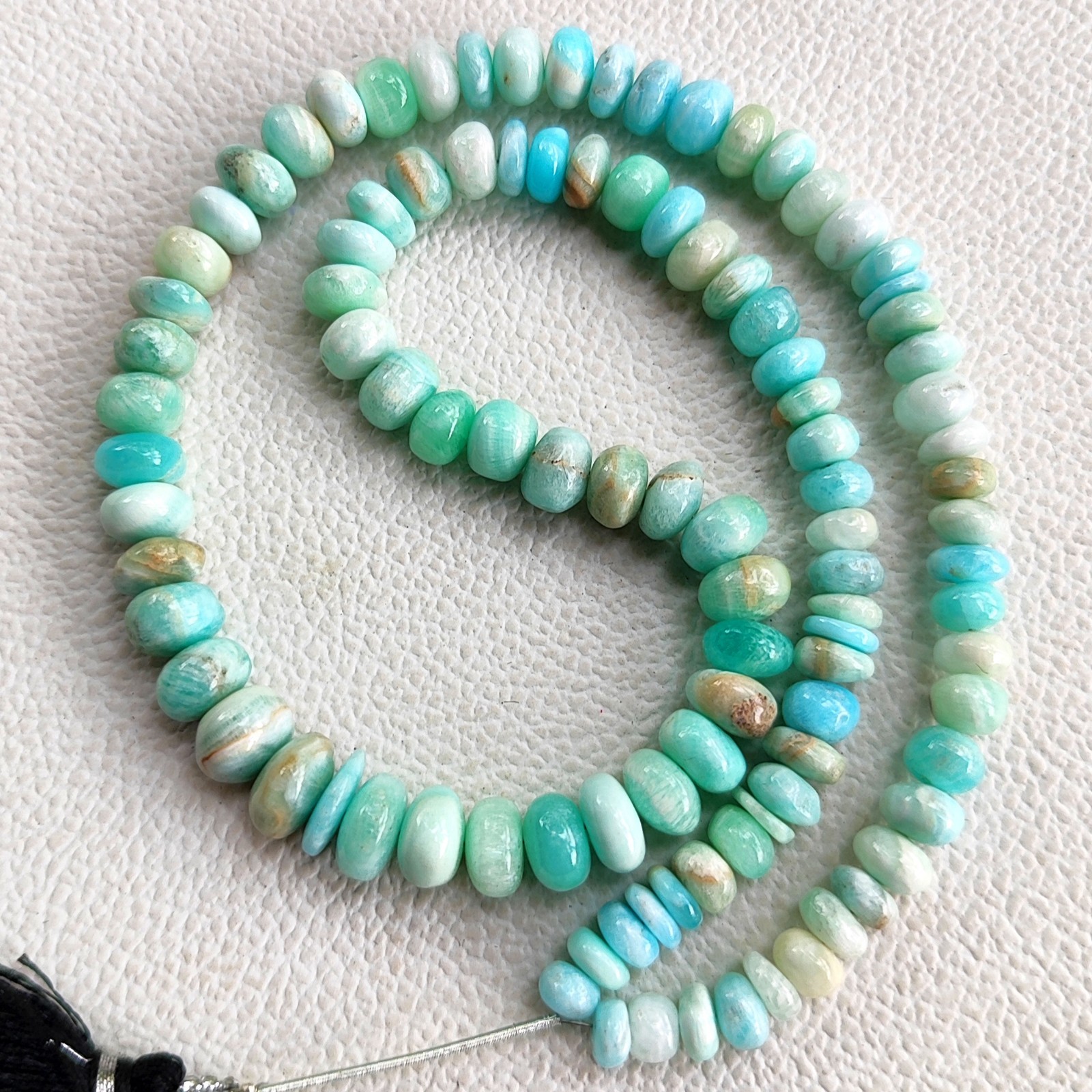 Natural Blue Aragonite Beads 5.5-9mm Smooth Rondelle 17″ Strand Argentina