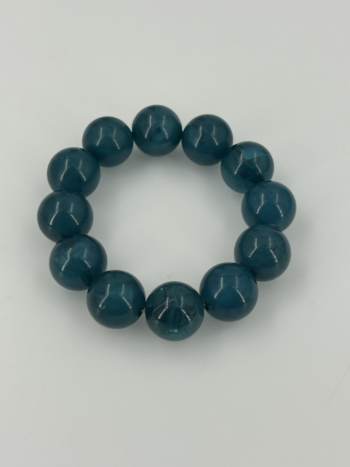 Vintage Dark Blue Green Swirl Acrylic Stretch Bracelet