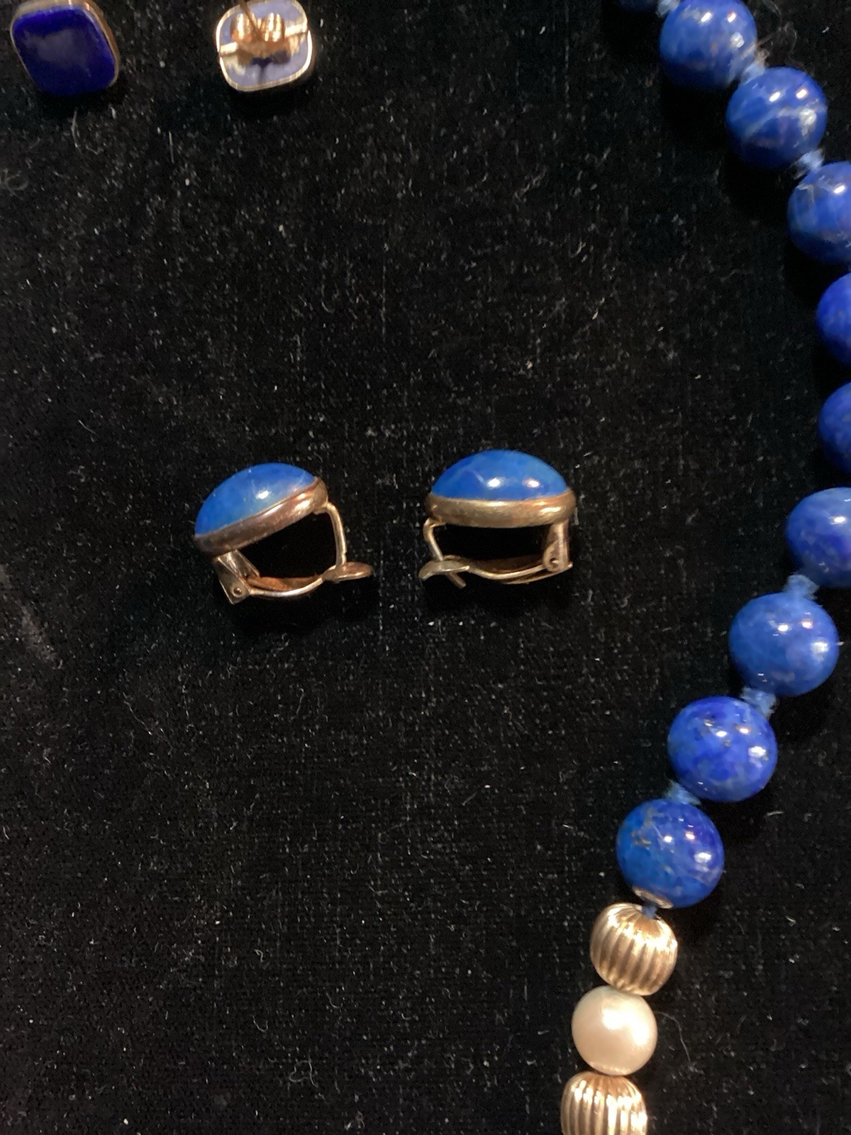 Lapis 24 Inch Long Necklace And 2 Pairs Matching Earrings In My Photos!