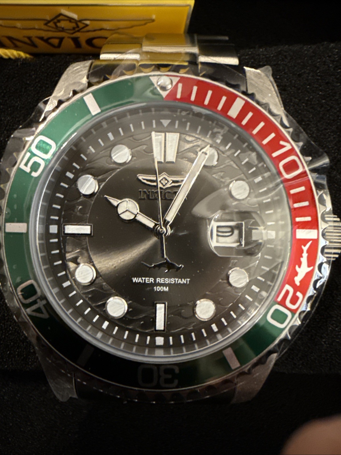 Invicta Men’s Watch Pro Diver Red and Green Black Dial 44706 Stainless Steel
