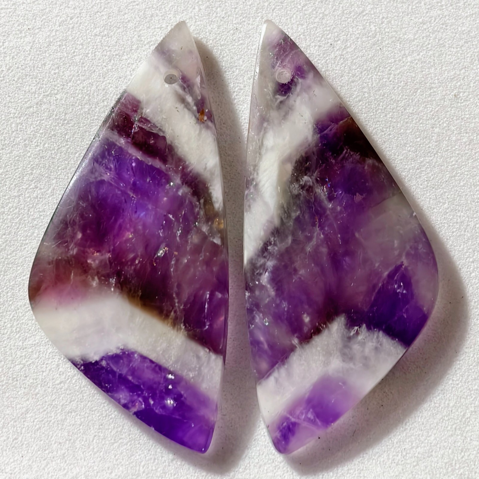29 Cts Natural Amethyst Drilled Pair Cabochon Gemstone For Earrings 34.7X15.9 MM