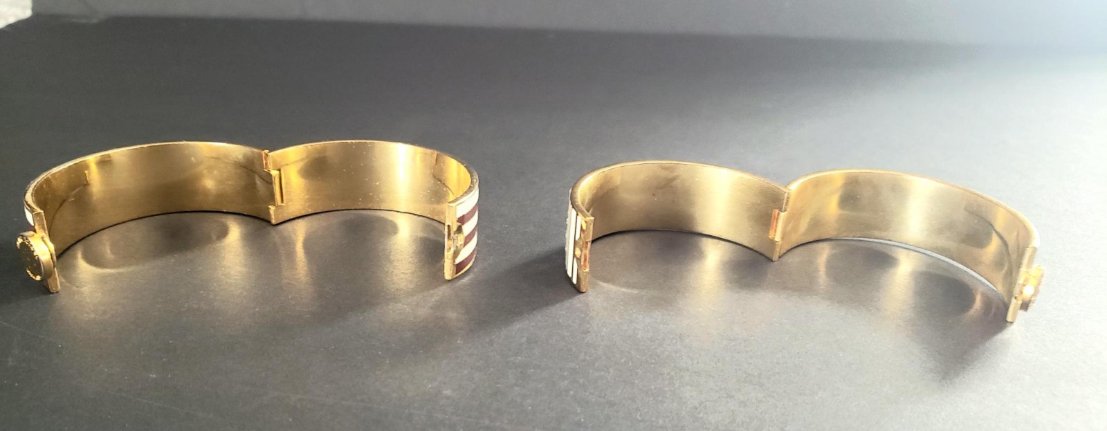 2 Henri Bendel Large Brown & White Bracelets, 2.5in, VG Cond Pre-Owned