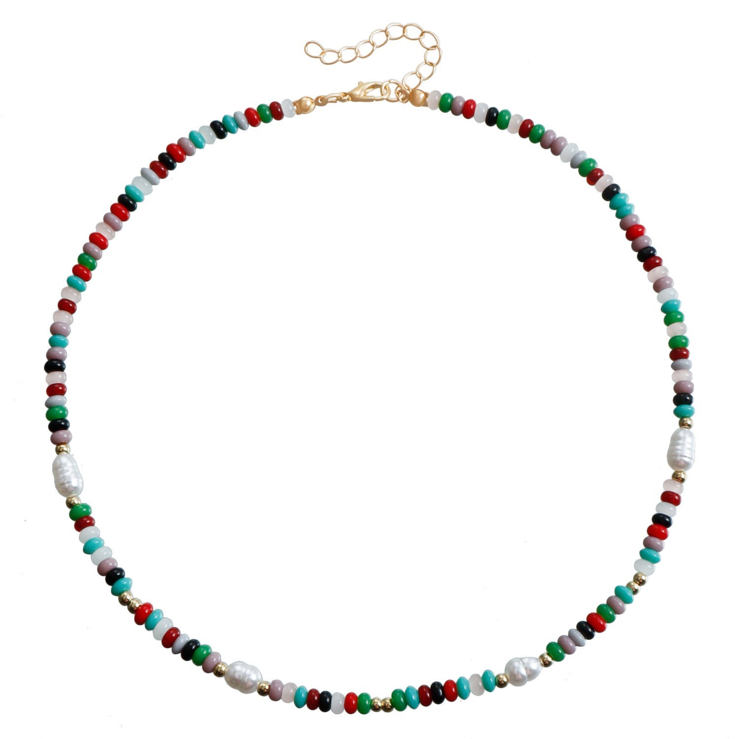 Faux Pearl Seed Bead Choker Necklace Women Girls Colorful Dopamine Jewelry