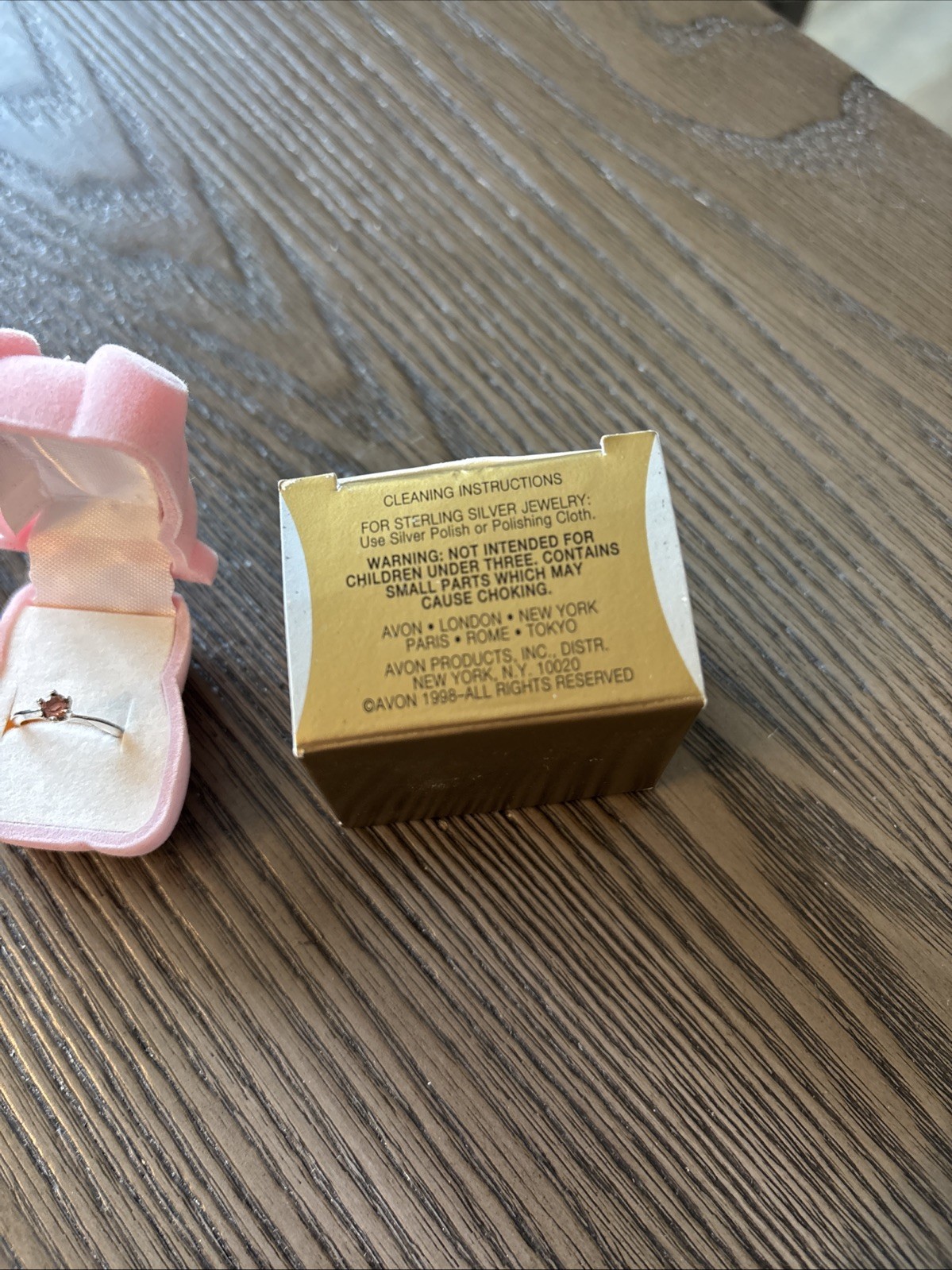 Vintage Avon Sterling Silver Kids Pink Crystal Ring Size 3 Pink Fuzzy Bear 925