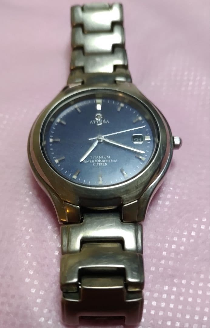 Citizen Attesa Solar Titanium Navy Dial Watch, in good working order, battery re