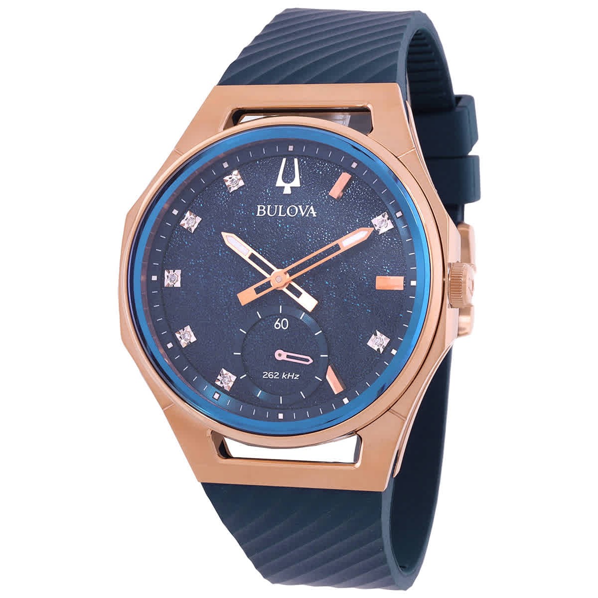 Bulova Curv Quartz Diamond Blue Dial Ladies Watch 97P174