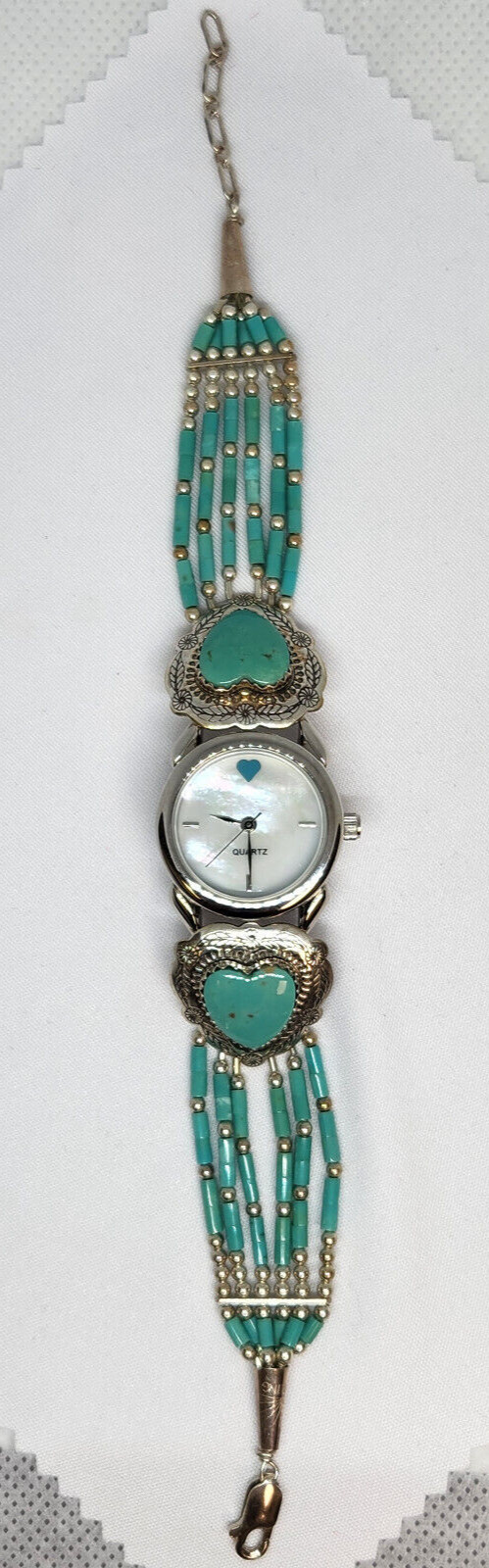 Sterling Silver Turquoise Southwest Style Watch with Canyon de Chelly, 6.5″-7.5″