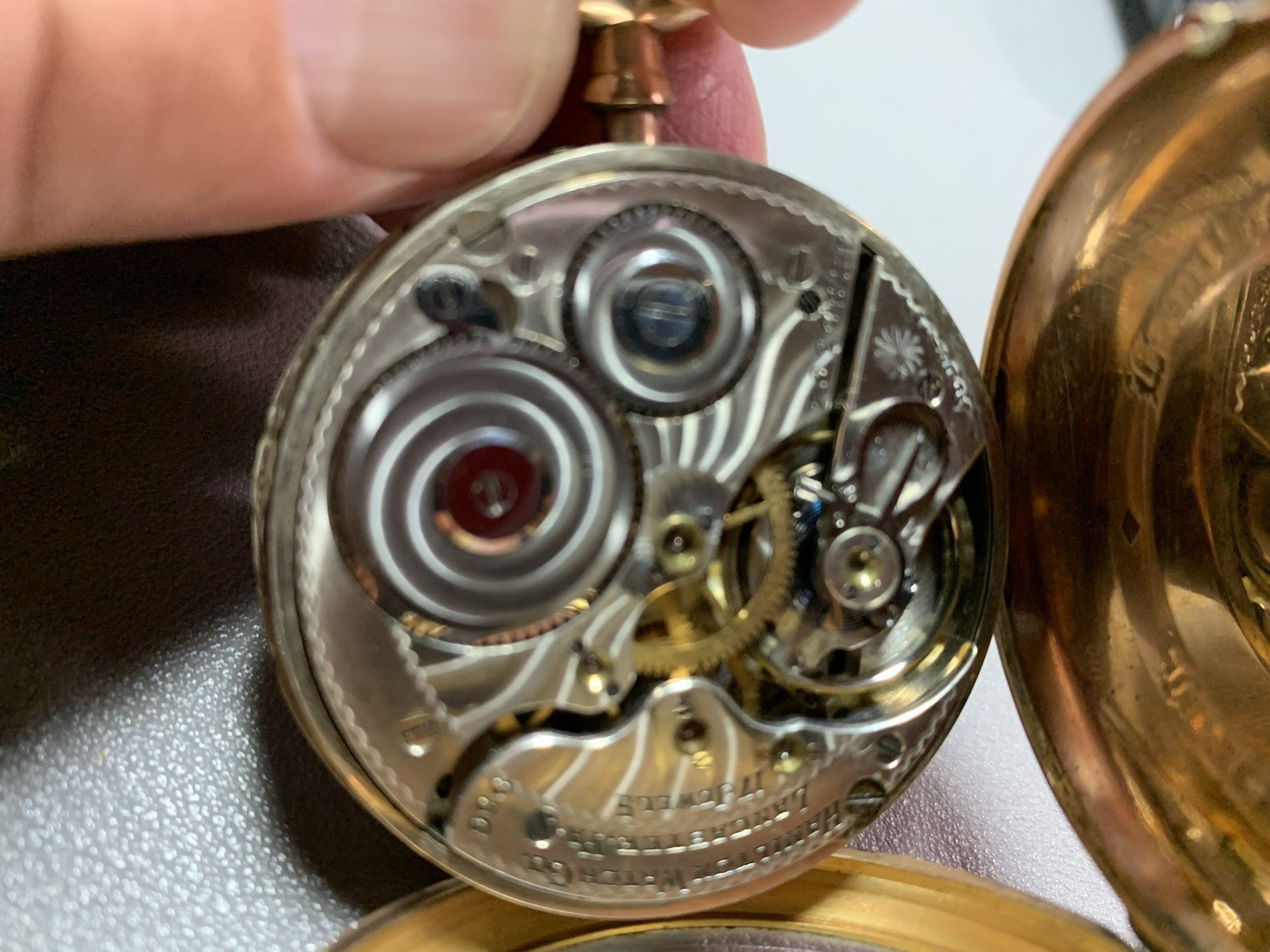 Hamilton grade 956 pocket watch, swing out GF case 17j, 16s,Mod.2, runs,25 yrs