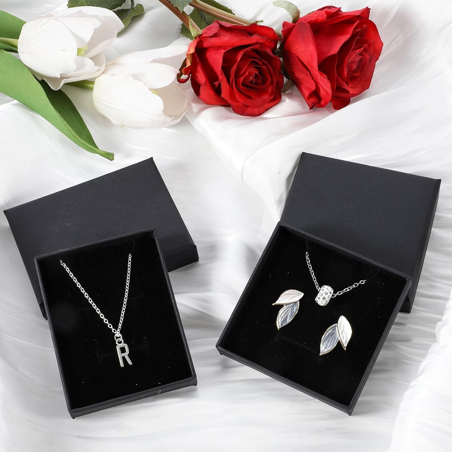 Thinp 2 Pack Foam Fill Cardboard Paper Jewelry Box Small Jewelry Gift Box Chr…