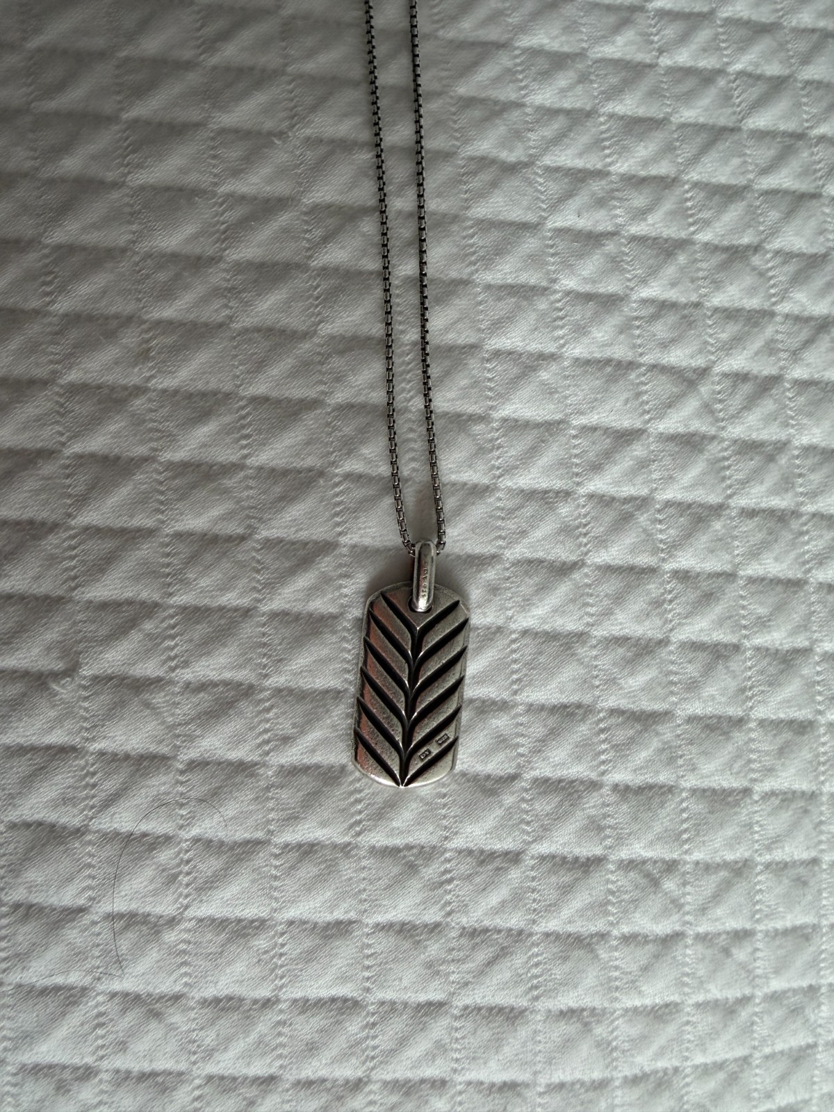 David Yurman 35mm Chevron Tag Sterling Silver w/ Diamonds