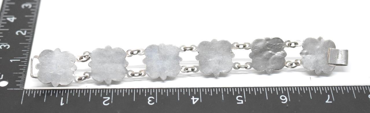 Vintage Mexico Modernist Hollow Puffy Bead 22.9MM Panel Silver Bracelet 6.75″