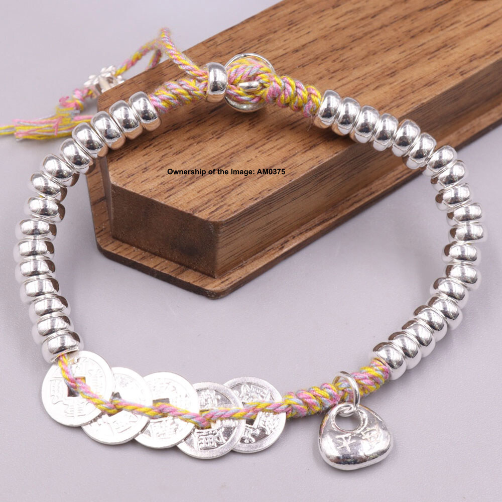 Pure 925 Sterling Silver Bracelet for Women 5.5mm Abacus Beads Adjustable