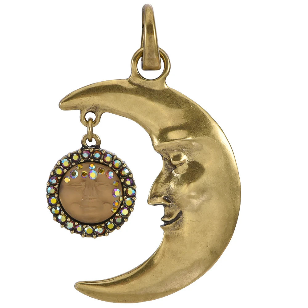 KIRKS FOLLY MOON MAGIC GODDESS SEAVIEW MOON OPEN RING CHARM BRASS OX