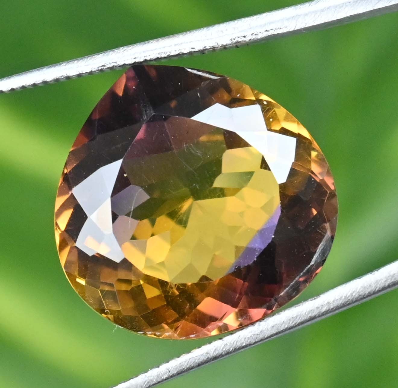 20.00 Ct Natural Bi-Color Ametrine Pear Untreated Certified Flawless Gemstone