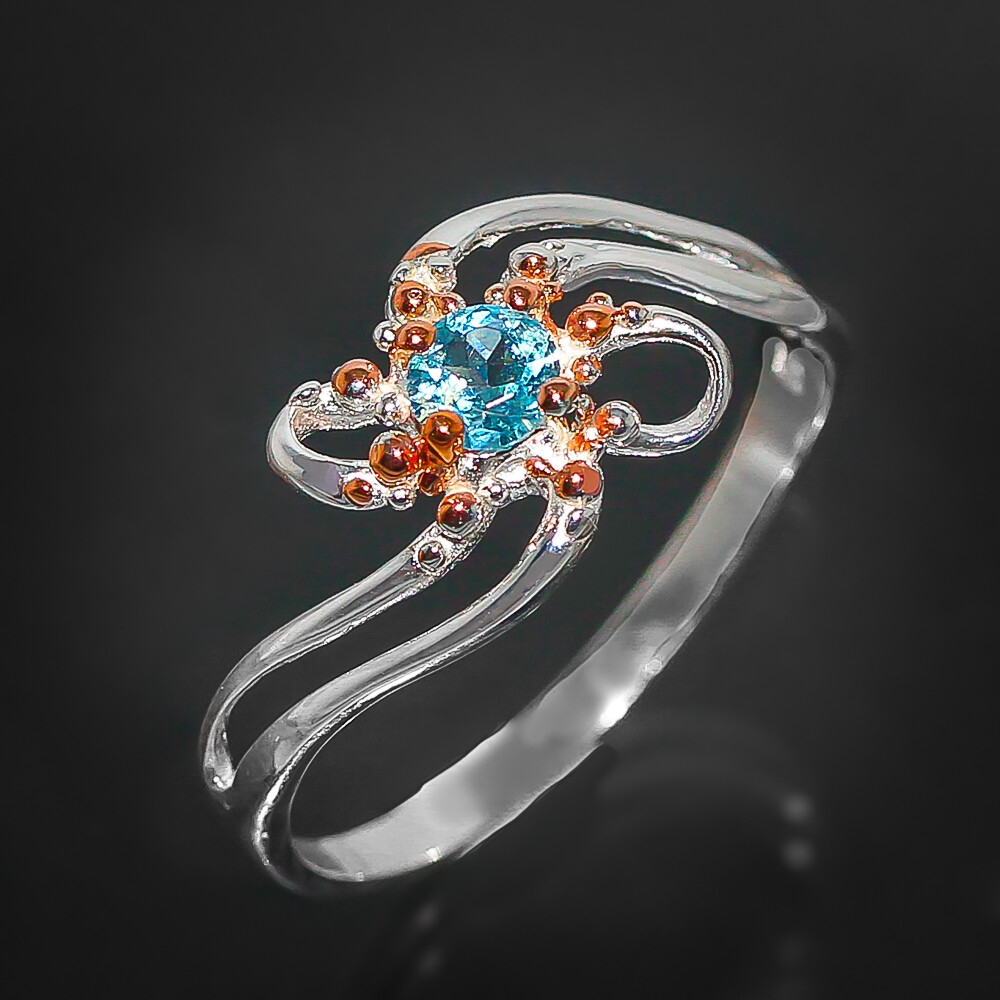 925 Sterling Silver Ring Natural Blue Topaz One of a kind Thai style /RVS262
