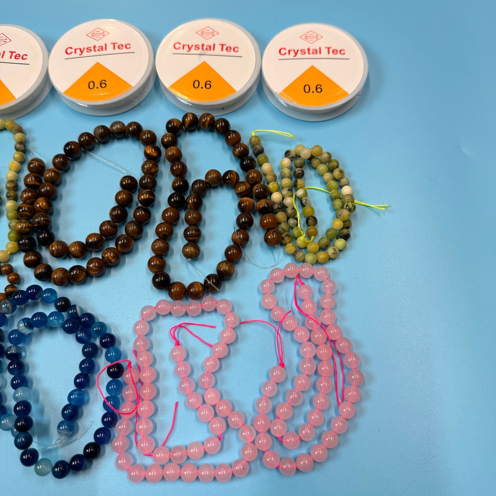 Set of 10 Natural Gemstone Round Beads Strands 15″ Sizes 6,8,10 mm №B43