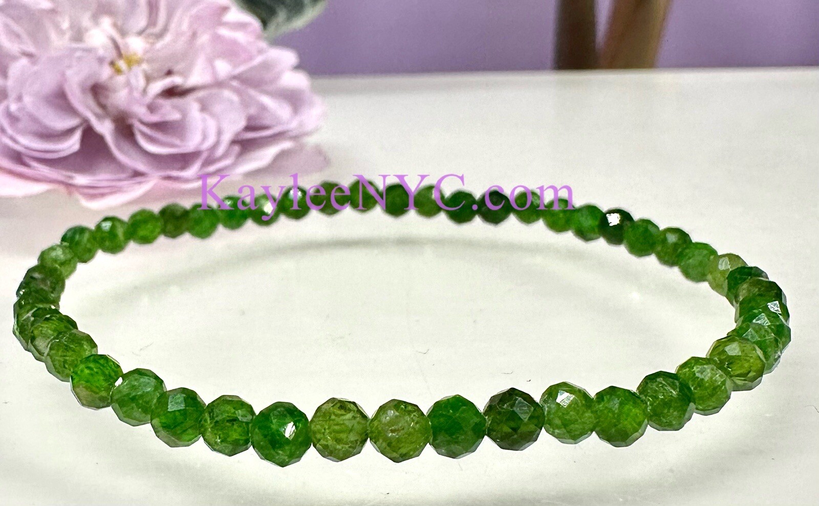 Wholesale 6 Pcs Natural Diopside 4mm Faceted 7.5” Stretch Bracelet
