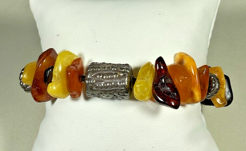 Lot 10 Stretch Bracelets Red Black Silver Tone Beaded Stackable Jewelry Classic