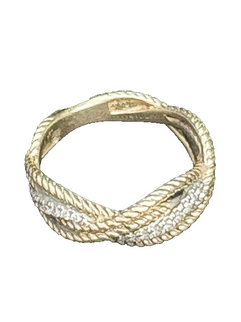 Gabriel & Co 14k Multi-tone Gold And Diamond Crossover Band Ring Size 6