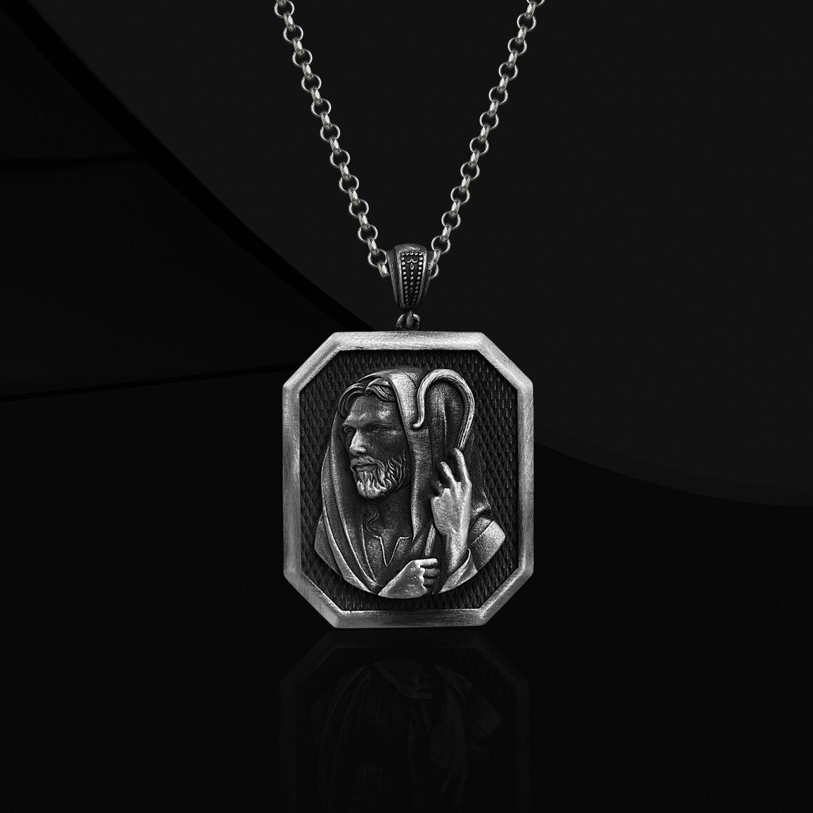 Christian Shepherd Oxidized Necklace 925 Sterling Silver Necklace Duty Free