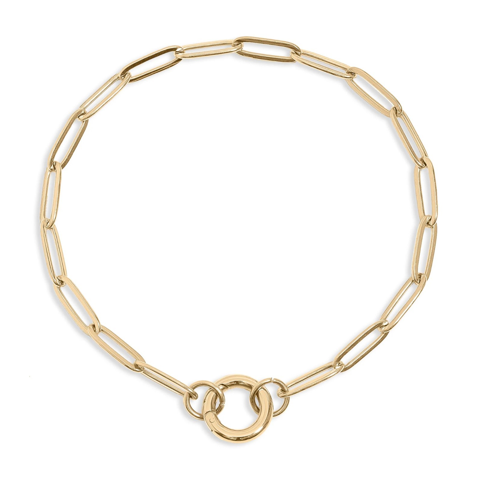 18K Gold PVD Paperclip Chain Bracelet Charm Keeper Waterproof Tarnish Free