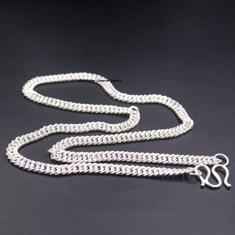 Pure S999 Fine Silver 999 Chain 5.5mm Cuban Curb Link Necklace 29-30g 19.6inch