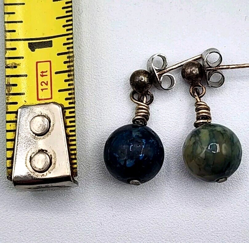 Blue Dyed Jasper Drop Earrings Stone Artisan Crafted Boho Beach Western Handmade