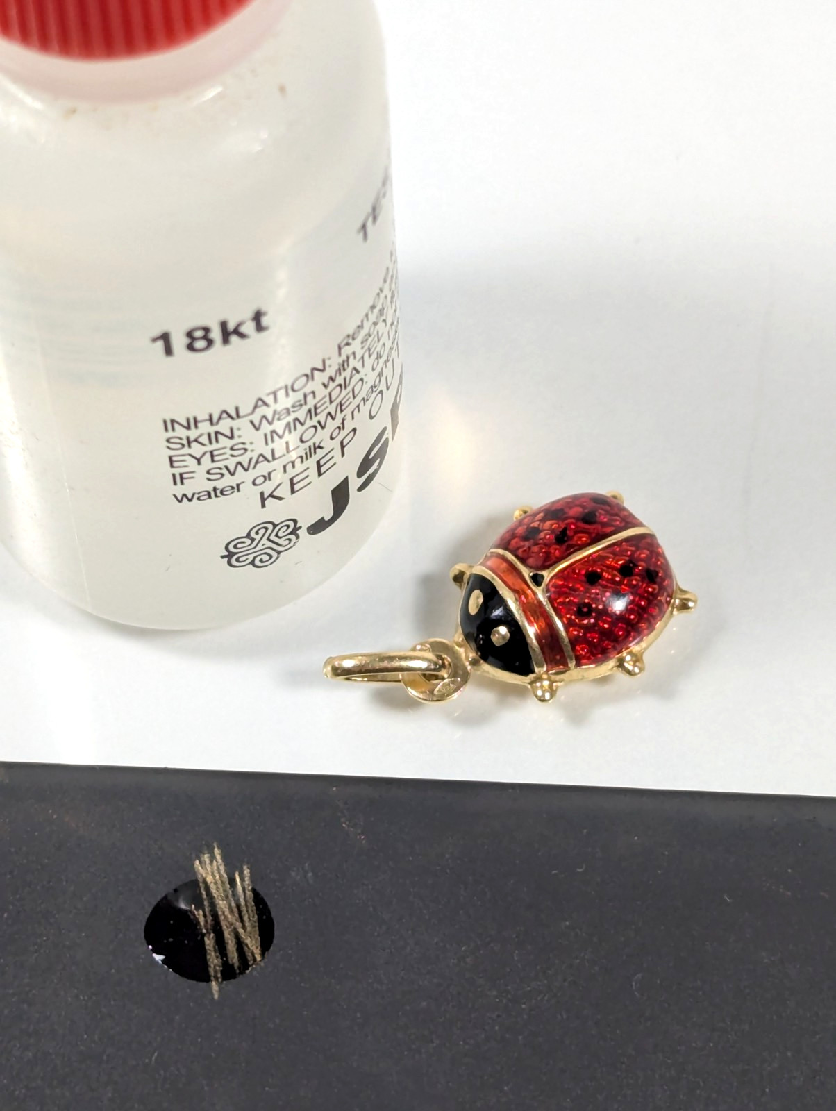 Vintage 18K SOLID Yellow Gold Lady Bug Pendant Charm Jewelry Gift FREE Shipping