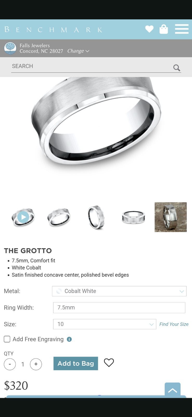 Benchmark Forge – The Grotto – Men’s Wedding Band – Cobalt Chrome – Size 10