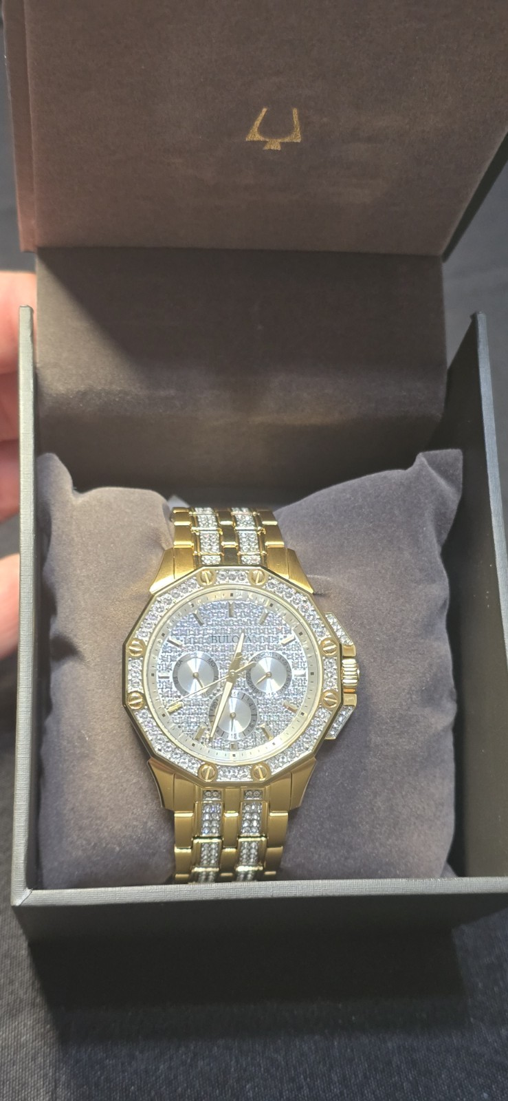 Bulova Octava Crystal 98C126 Gold Tone Men’s Quartz Watch 41.5 mm