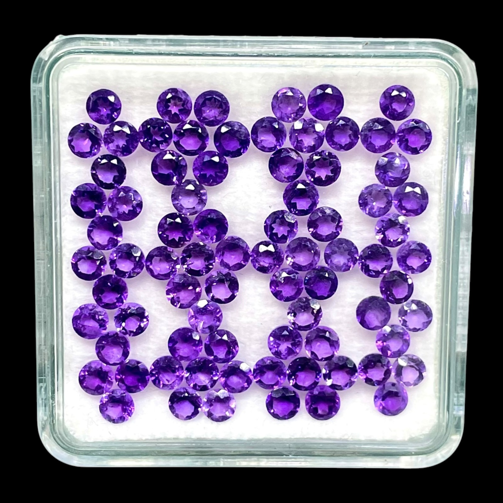 100 Pcs Natural Amethyst 3mm Round Cut Rich Purple Untreated Loose Gemstones Lot