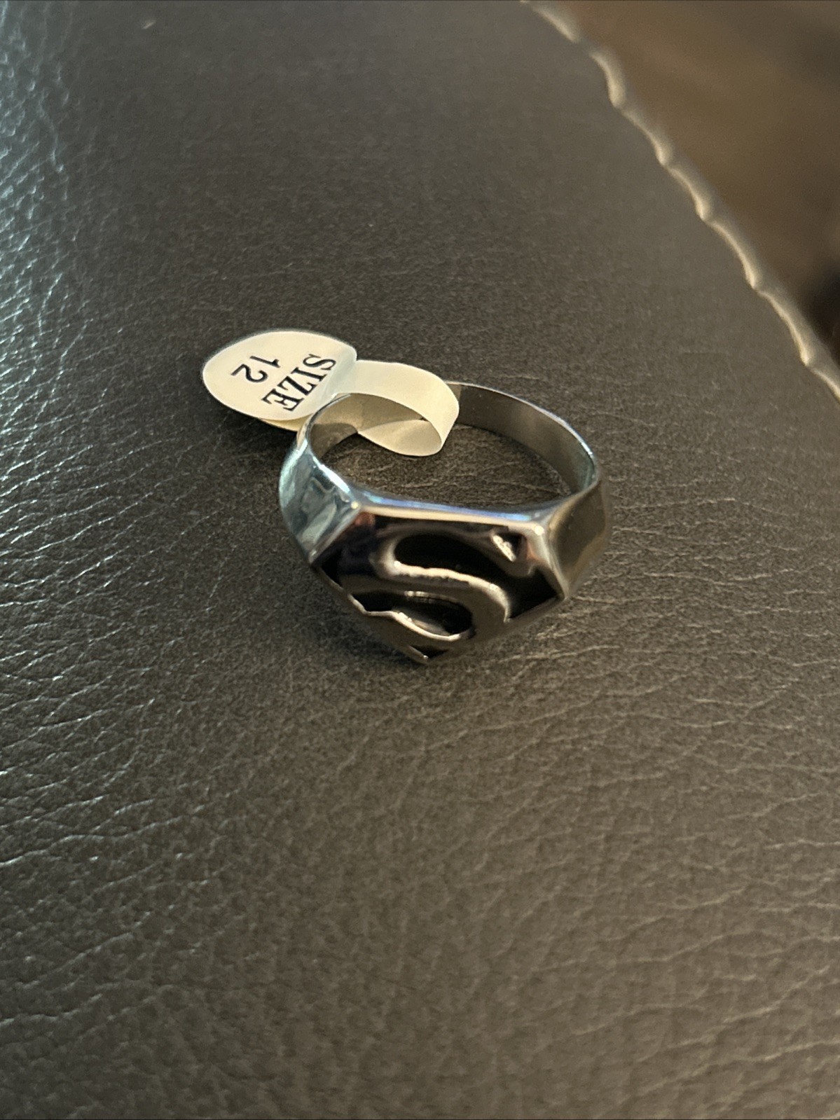 Superman Stainless Steel Black/Silver Ring Size 12
