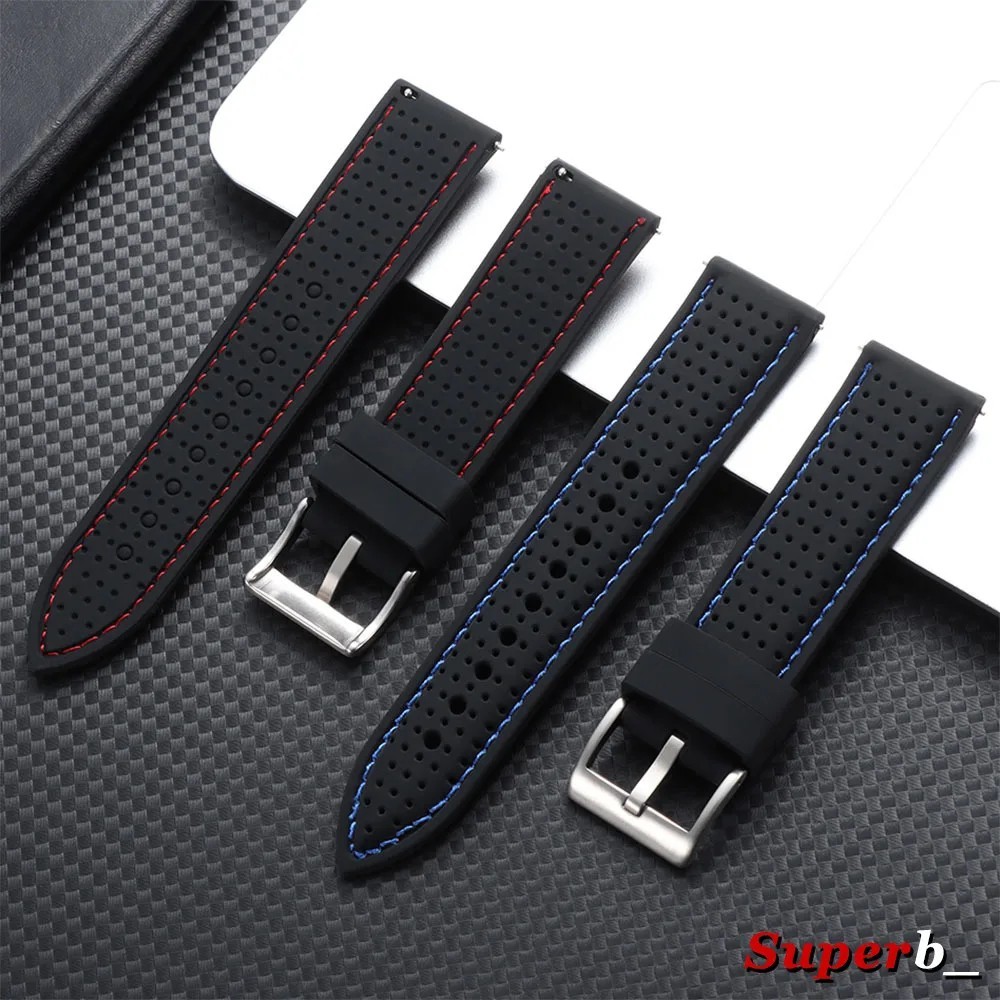 Universal Silicone Watch Band Strap Rubber Waterproof Men’s Black 19-24MM Hoop