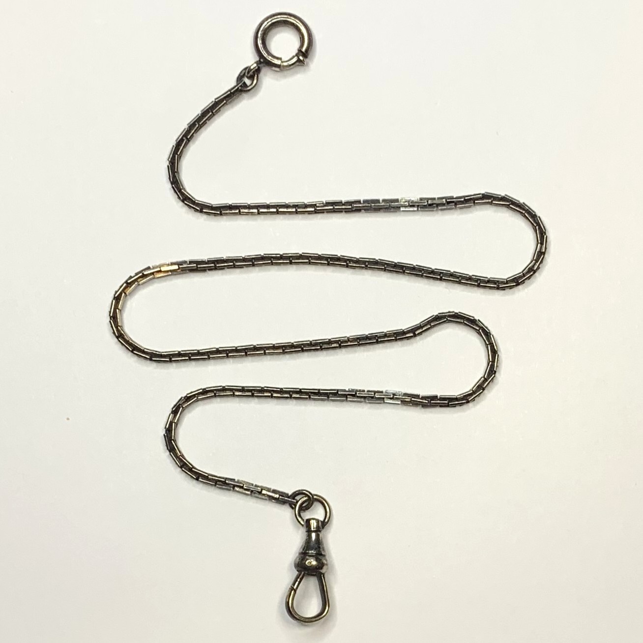 Antique Bigney Gold Filled Pocket Watch Chain Dark Oxidized Finish 13.25”