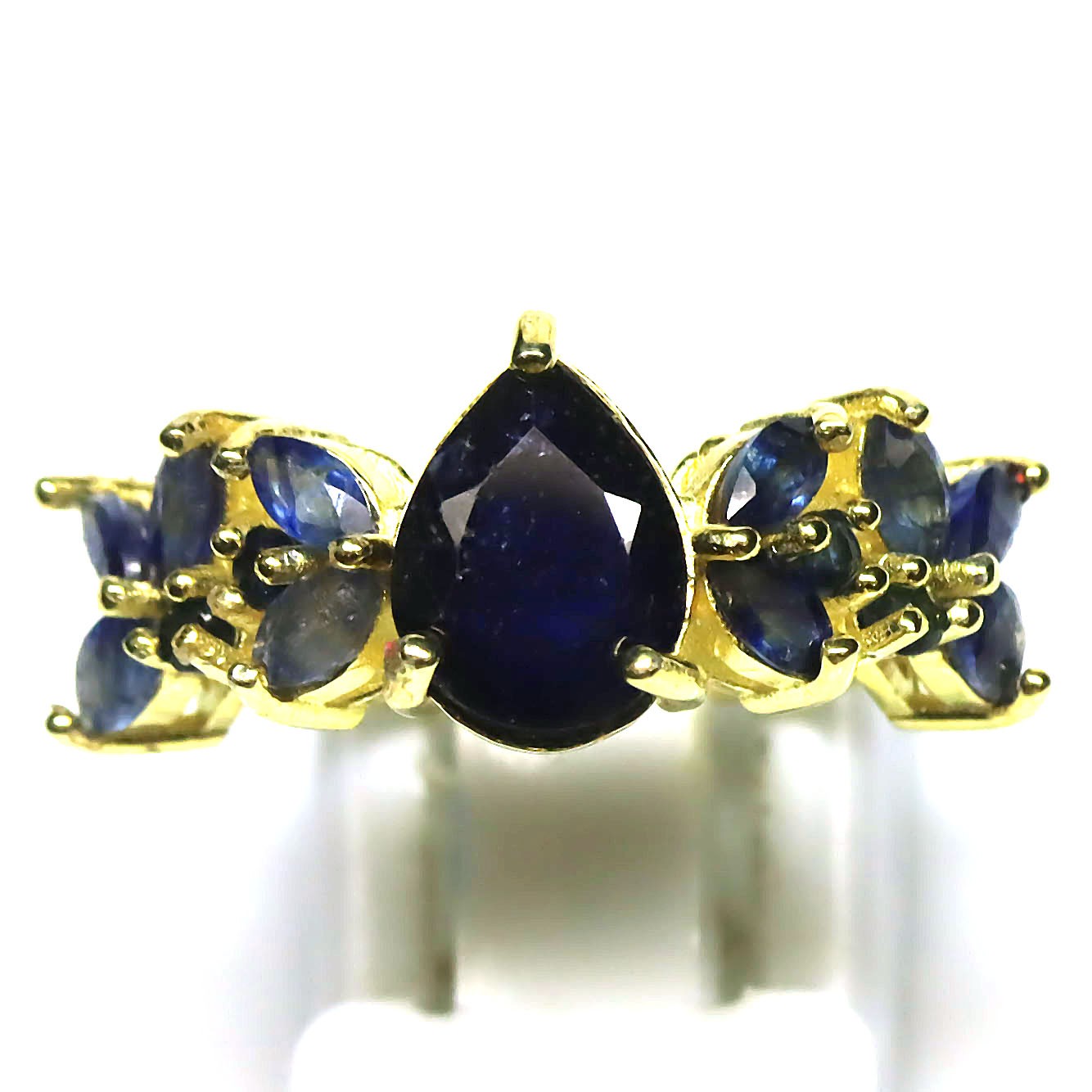 Gift For Her 925 Sterling Silver Blue Sapphire Jewelry Ring Size 6 18K Gold