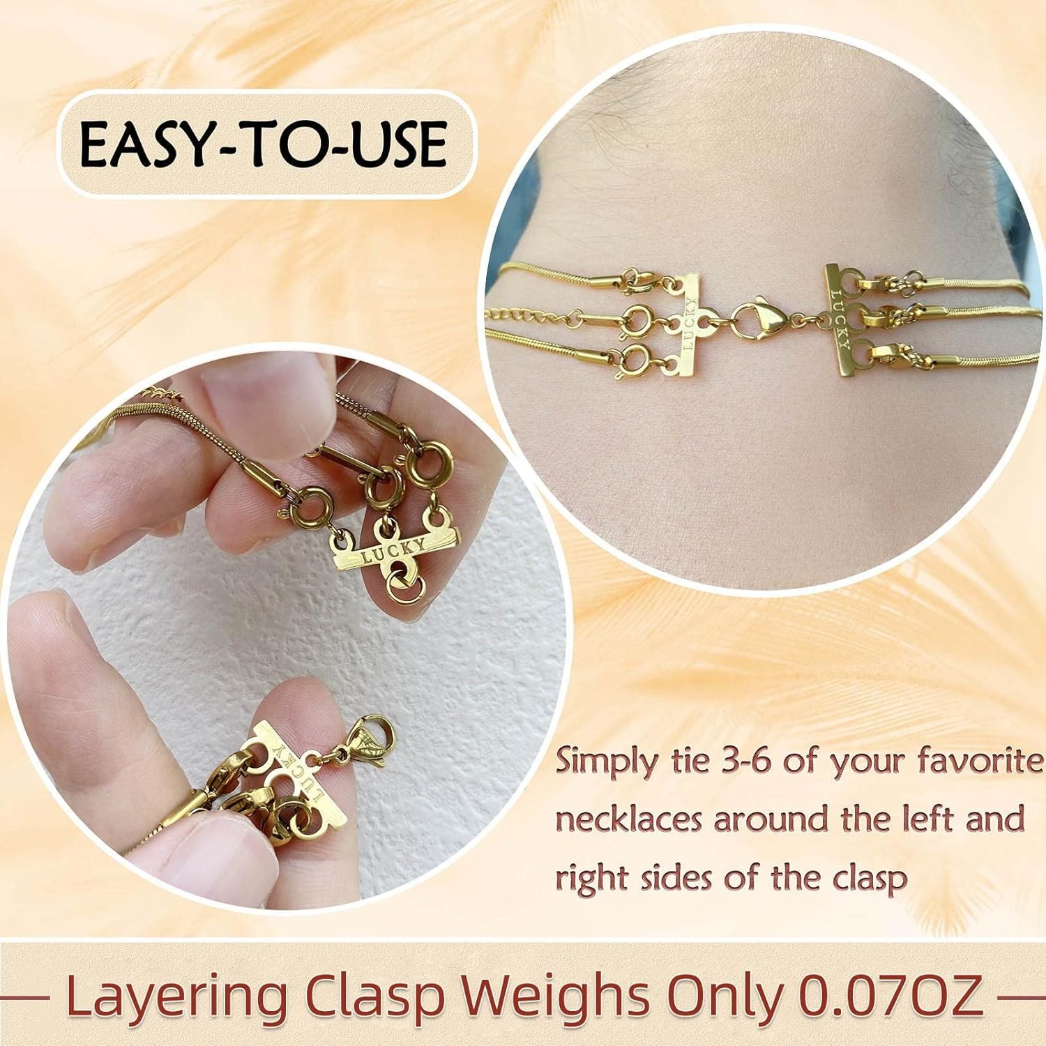 Premium Necklace Layering Clasp Set Gold, Silver Plated Multi-Strand Connectors