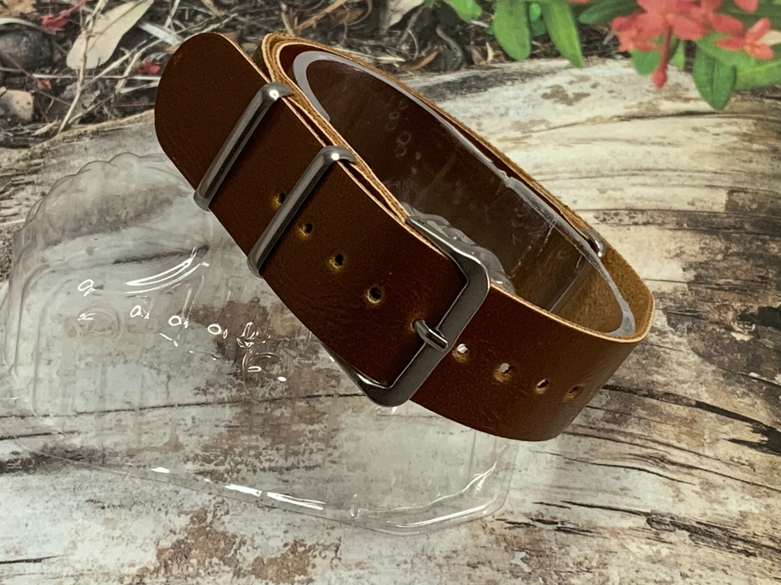 20 mm Brown Military Sport PU Leather Wrap Around Watch Strap Wrist Band