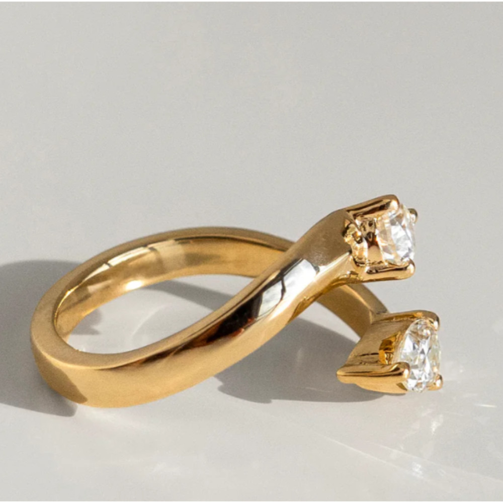 Yellow Gold Wedding Ring Pear Cut 1.20 Ct GLI HRD Lab Created Diamond Solid 18K