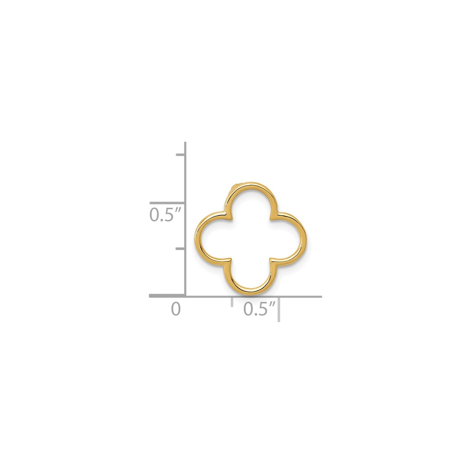 14k Solid Yellow Gold Small Quatrefoil Design Chain Slide Necklace Womens