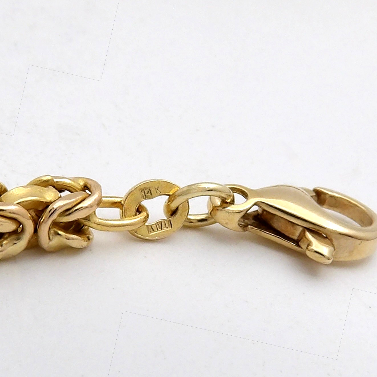 Solid 14k Gold Round Byzantine Link Tukrish Rope Chain Necklace 18.5in Italy