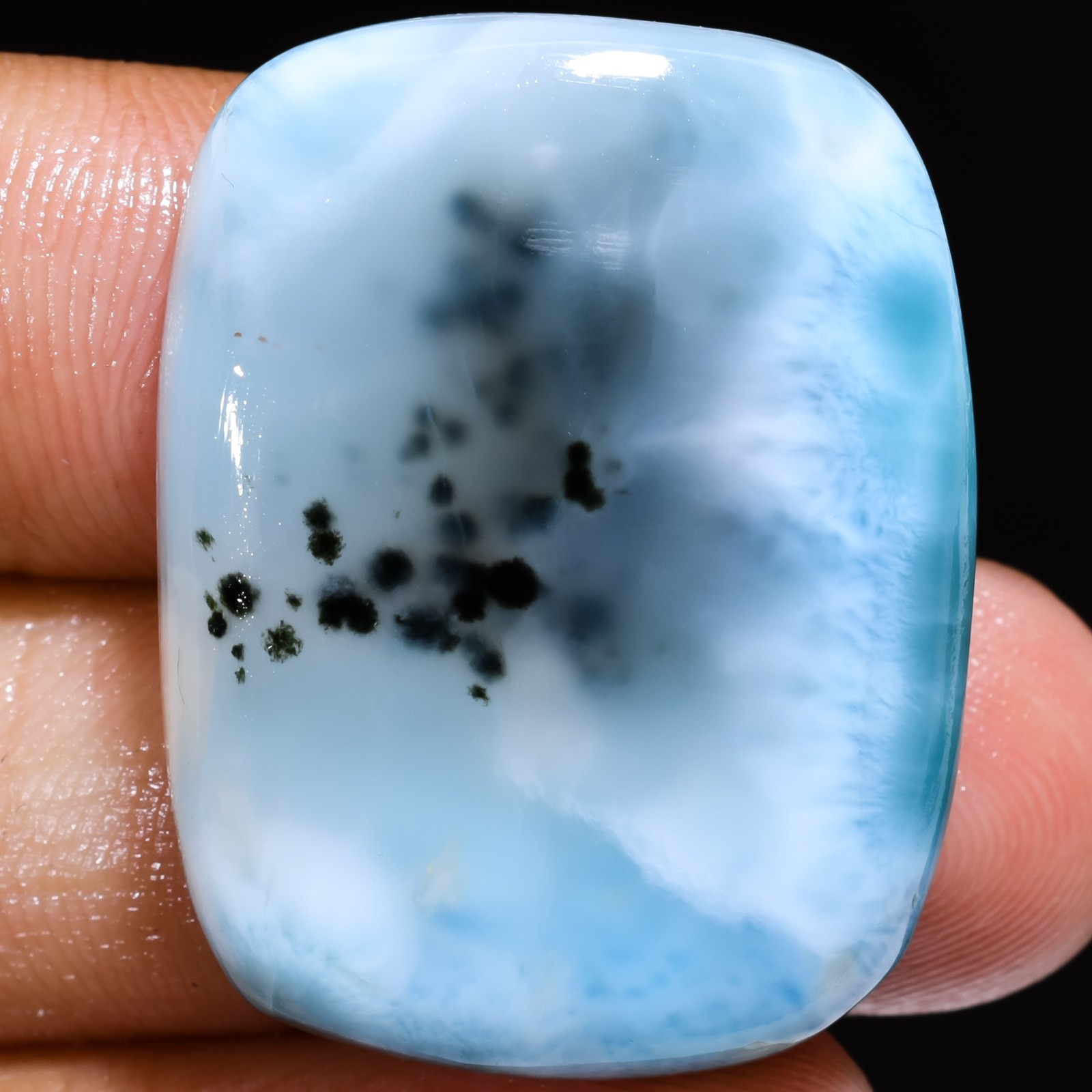 Natural Larimar Radiant Shape Cabochon Loose Gemstone 53.5 Ct 30X23X7mm GC-27519
