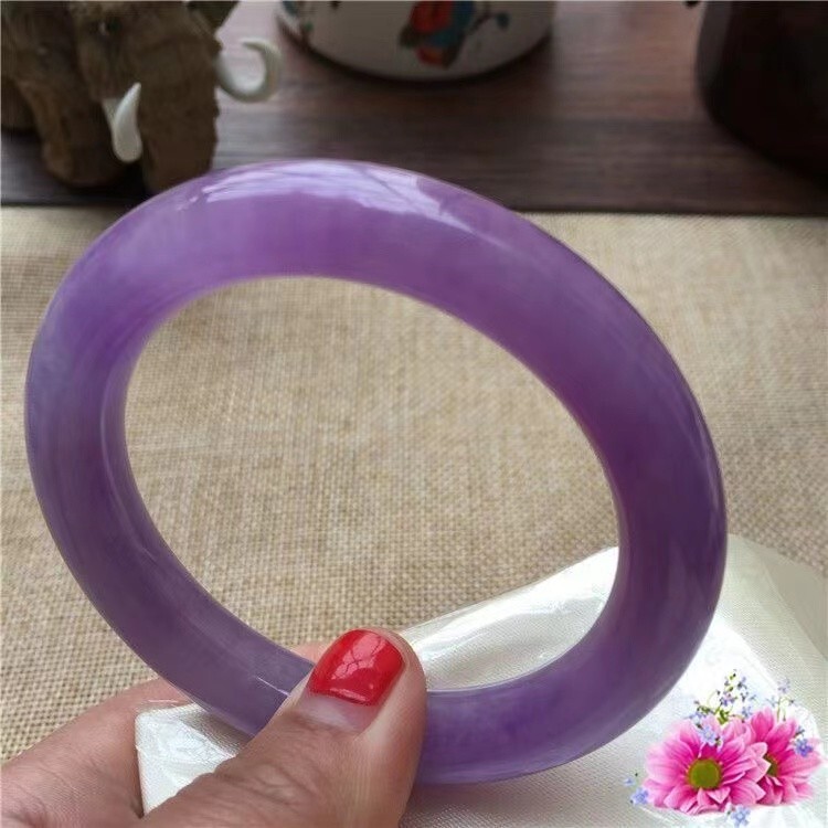 Certified Natural AAA Ice Purple Burmese Jade jadeite bracelet bangle 57MM