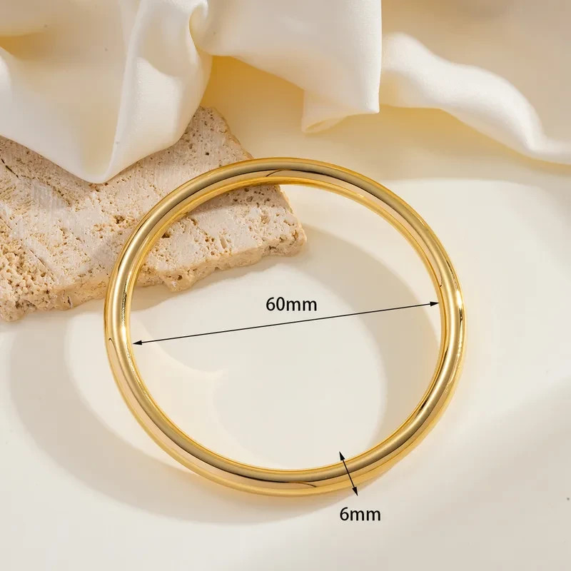 Gold Plated Stainless Steel Bangle Bracelet PVD Gold Tone 2.4 inches