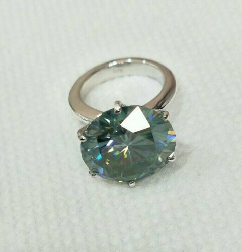 Stunning 5 Ct Greenish Blue Diamond Silver Ring Heated & Pressure Treated