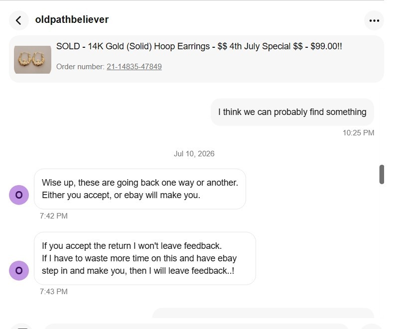 A personal write up about an eBay Purchase SCAMMER (User Name – oldpathbeliever)