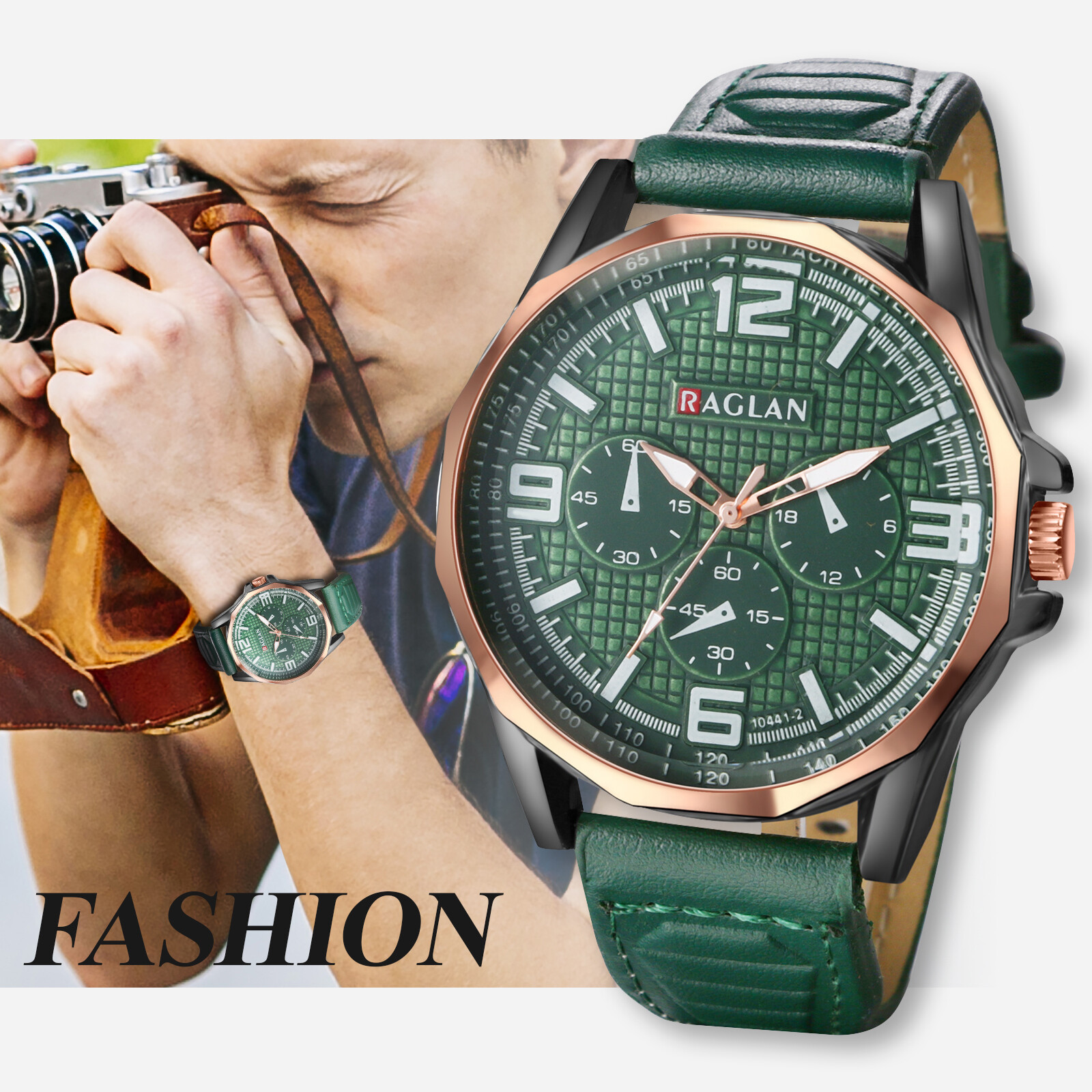 Casual Business Mens Easy Reader Big Dial Leather Band Quartz Analog Wrist Watch